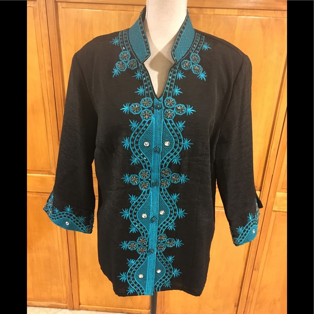 Carol Little Black Embellished Blazer
